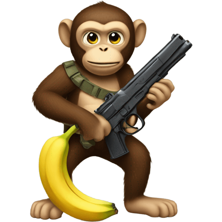 Monkey with gun and banana  emoji