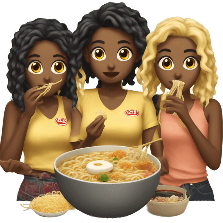 all girls eating ramen emoji