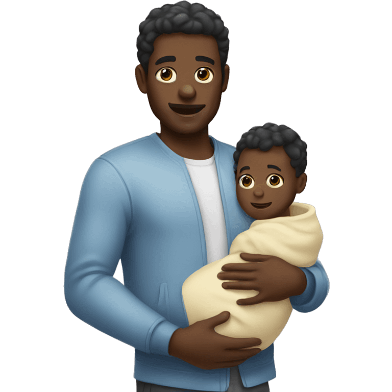 Black man holding baby with baby oil emoji