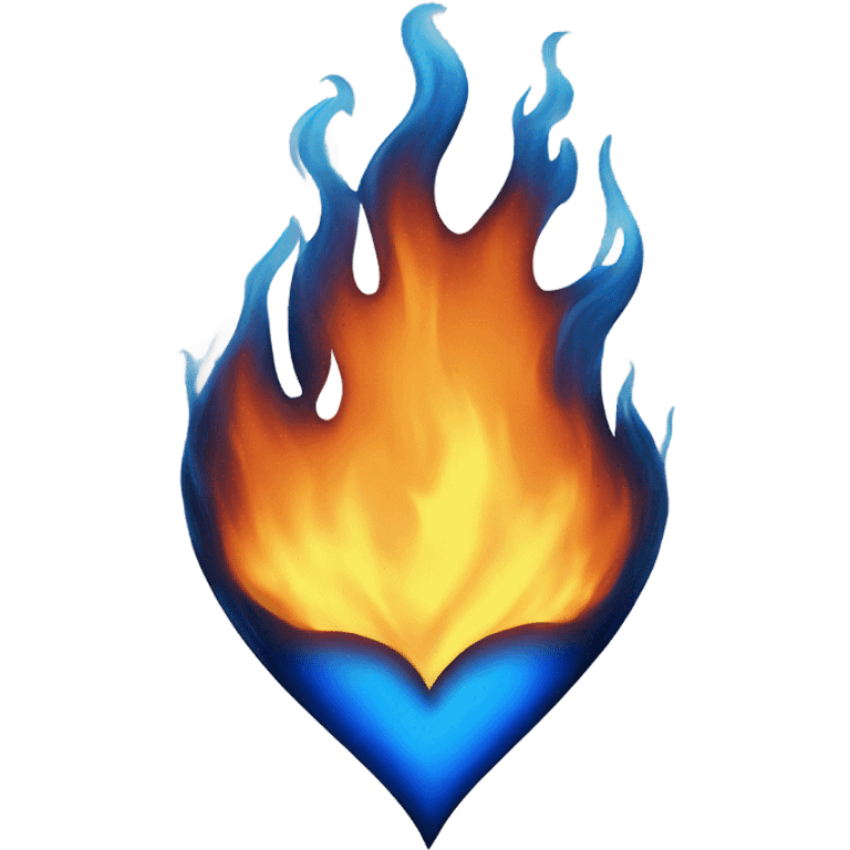 sheer Blue heart surrounded by flames emoji