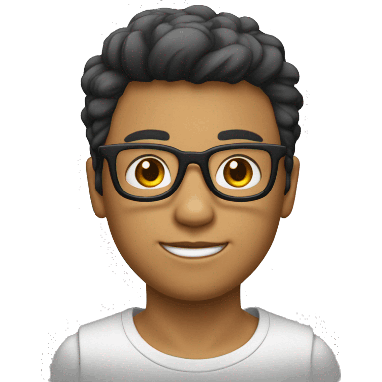 Un garçon à lunettes peau blanche cheveux noirs qui rigole emoji