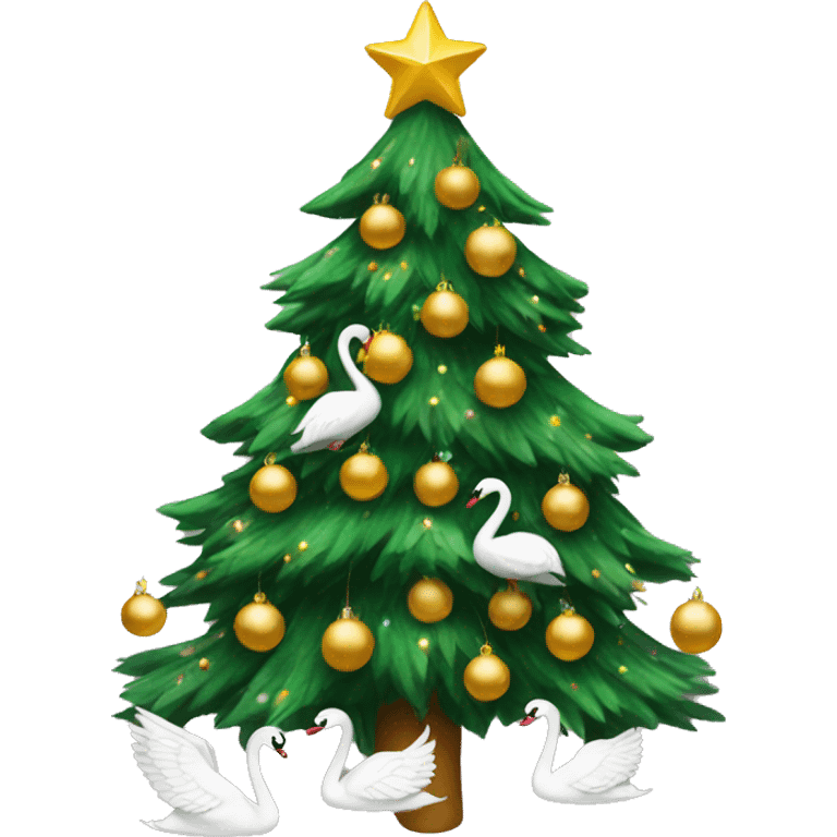 Christmas tree with swans  emoji