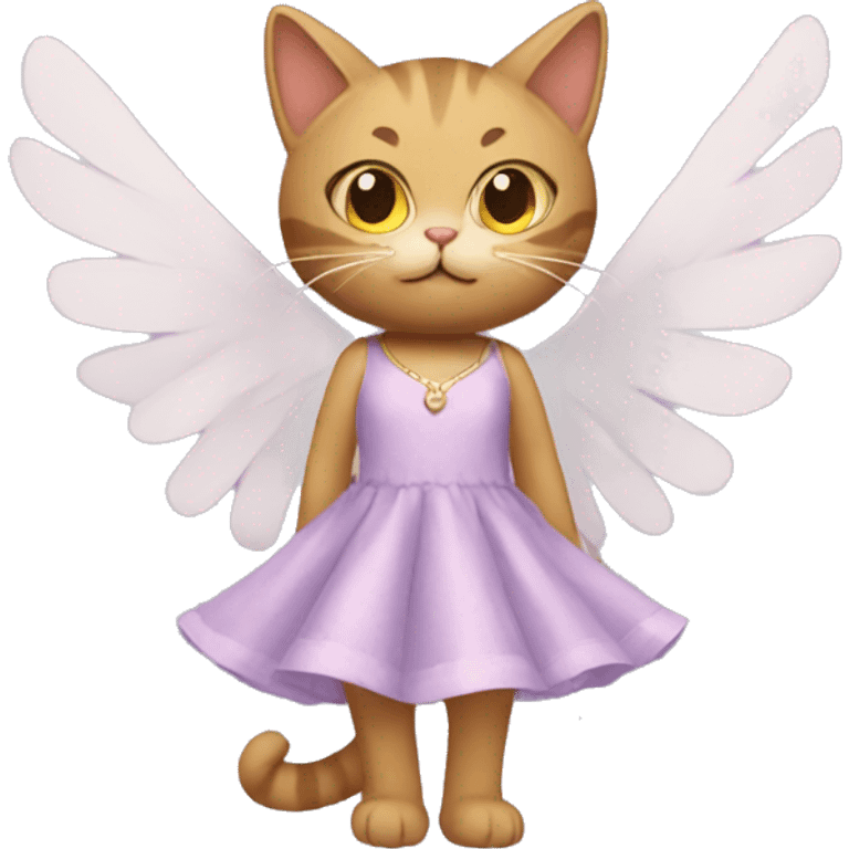 Cat wearing a dress with wings emoji