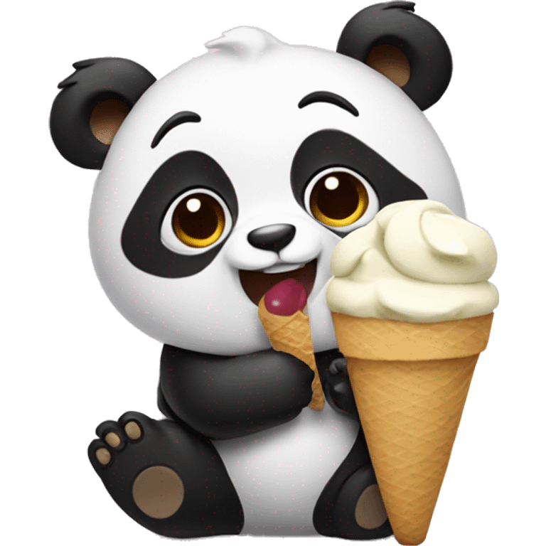 Panda eating ice cream emoji