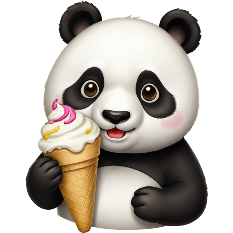 Panda eating ice cream emoji