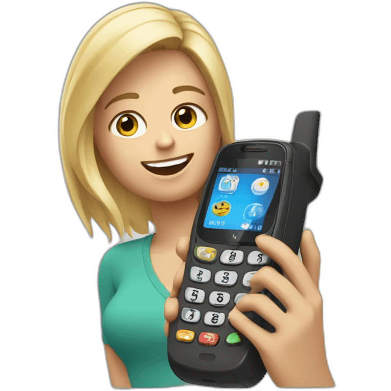 Rubia con telefono motorola con numero en la mano emoji