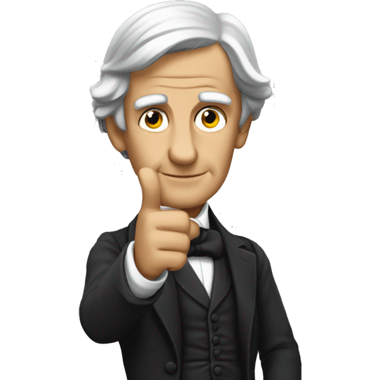 Ralph Waldo Emerson with his hand presenting something emoji