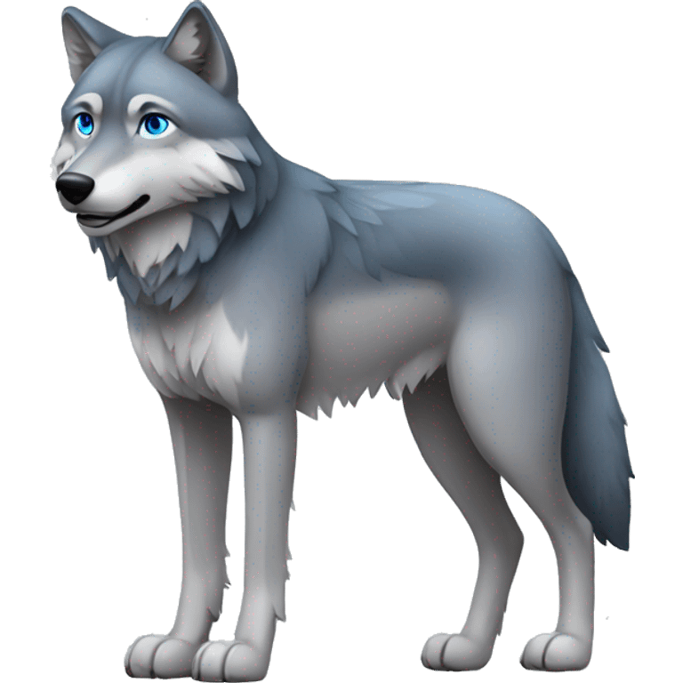 Grey wolf with darker points, and blue eyes. full body emoji