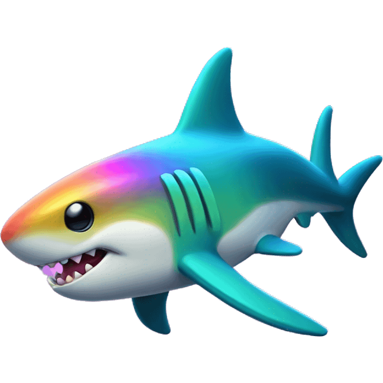 Kawaii neon hammerhead shark with rainbow horn  emoji