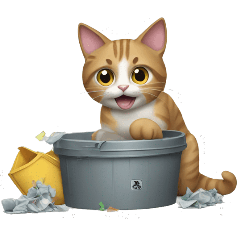 cat playing with trash emoji