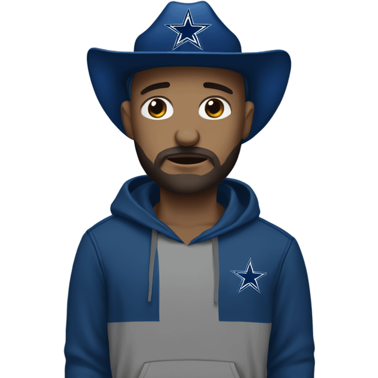 Bald white male with dark brown beard holding dark blue Dallas Cowboys hat. He’s crying because he’s ashamed of being bald  emoji