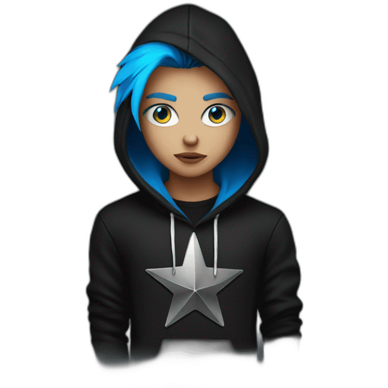 punkstar with blue eyes and a black hoodie emoji