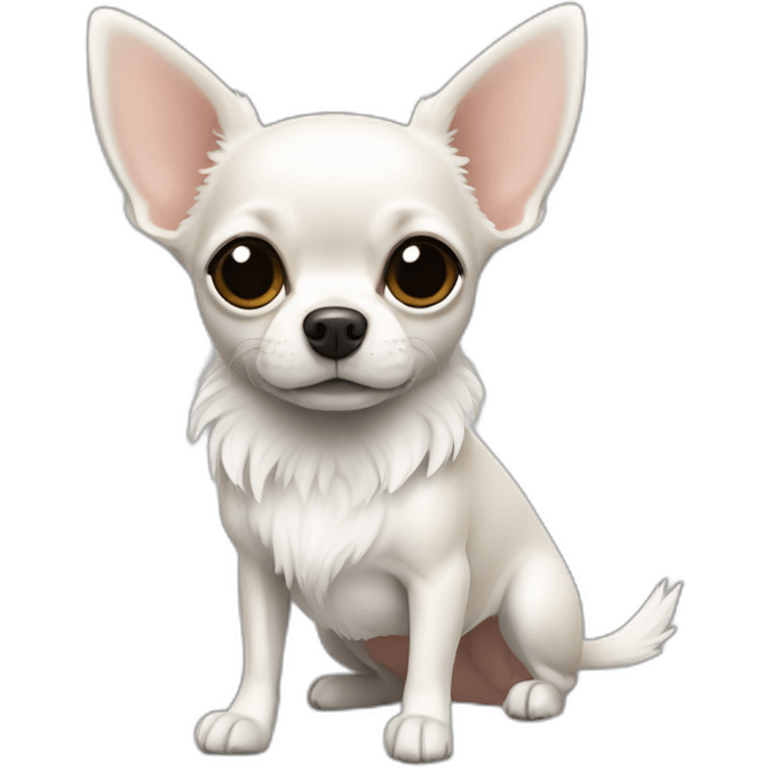 Chihuahua blanc et noir à poils longs emoji