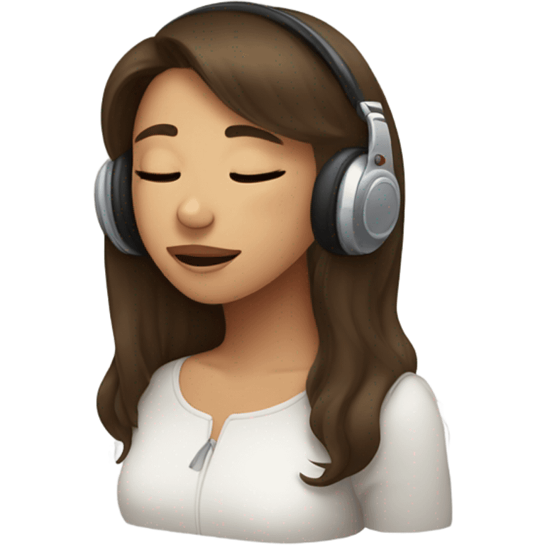 Girl closed eyes listening to music  brunette  eyes closed emoji