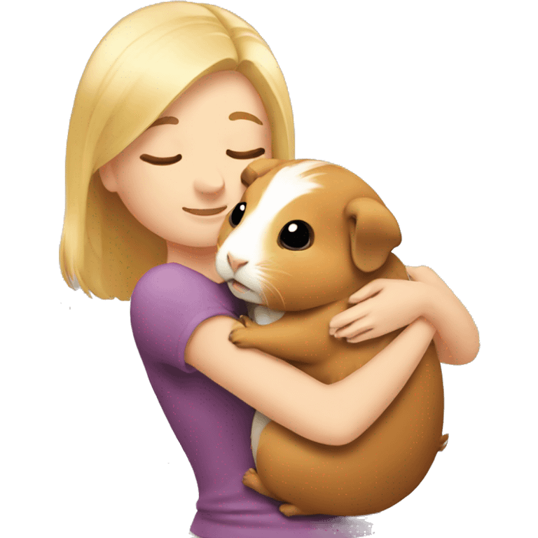 Blonde Woman hugging a guineapig emoji