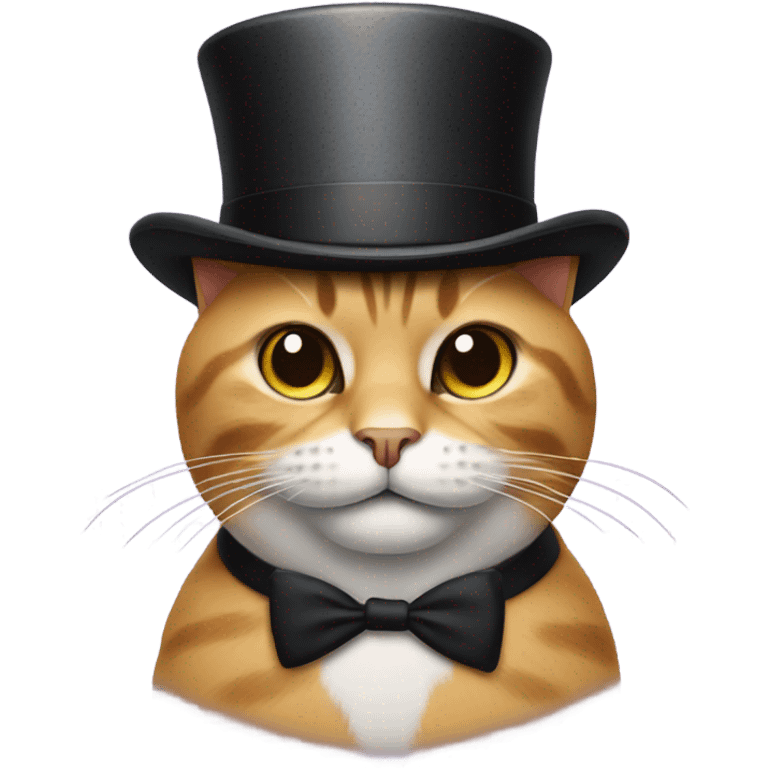 Cat with a mustache with a top hat emoji