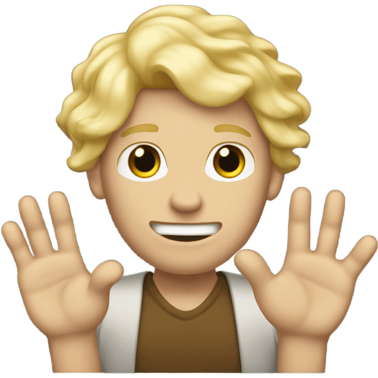 white guy with blonde hair and saucy fingers emoji