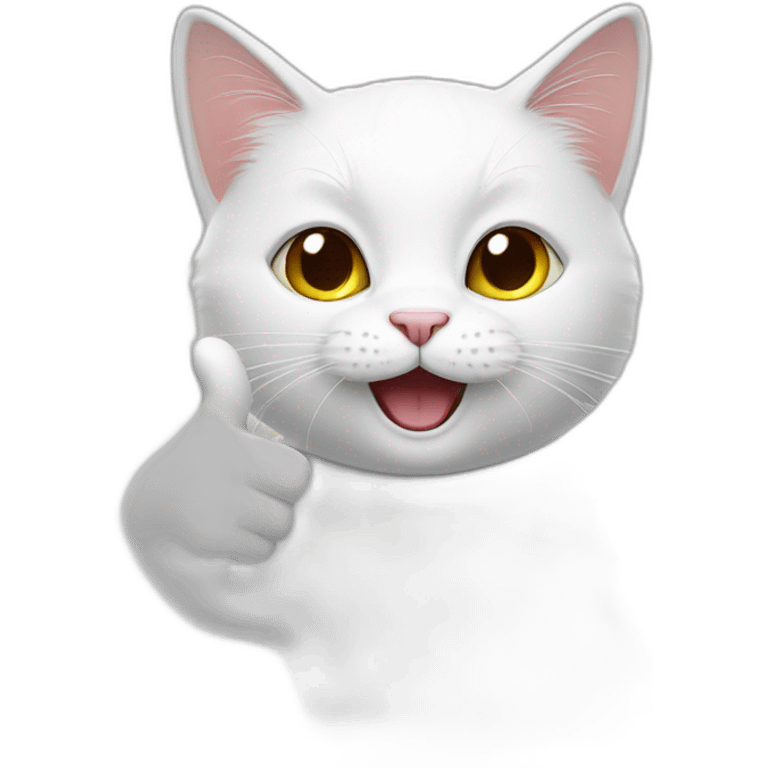 White cat gives a thumbs up emoji