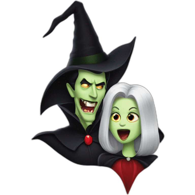 Dracula bitting a wicked witch neck emoji