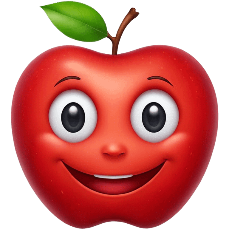 Apple Inc. Logo, shaped like a real apple, with a big smile and expressive eyes emoji