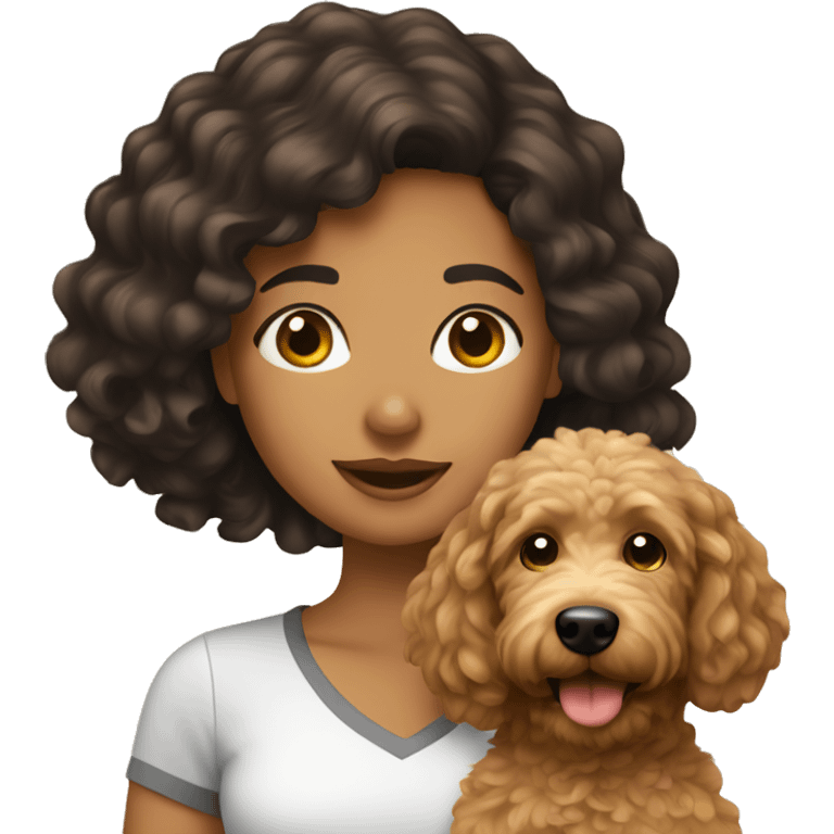 Latina girl with goldendoodle emoji