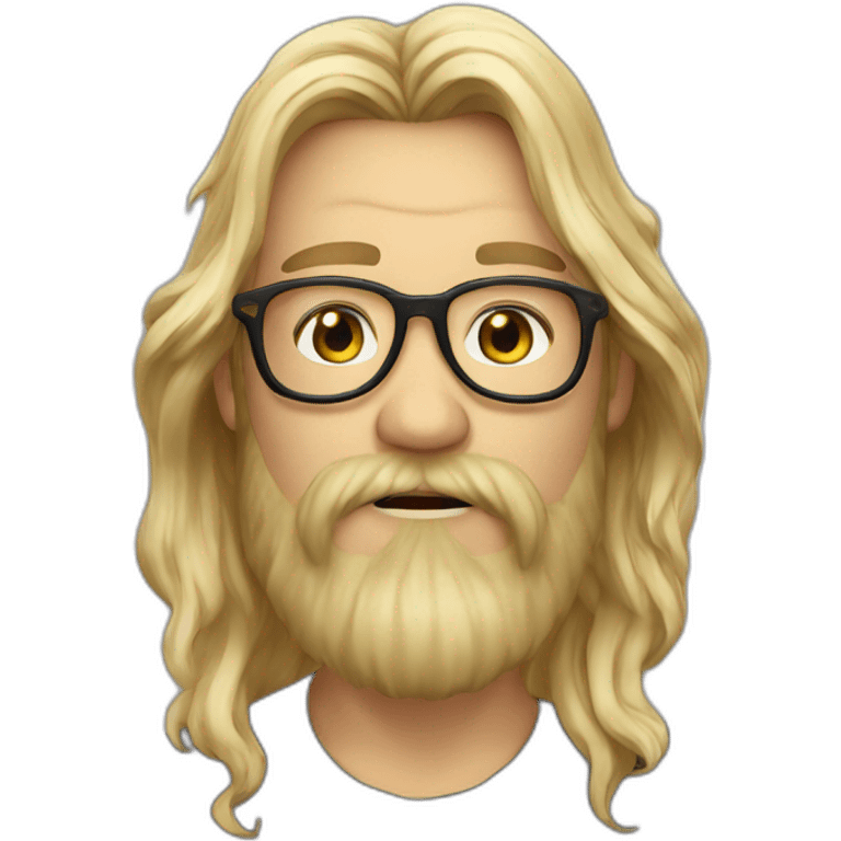 Dude blond round glasses chaotic beard long hair drink rhum emoji