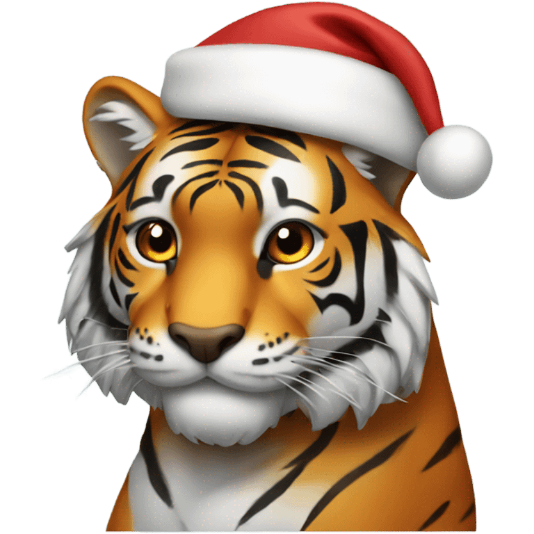 tiger with santa hat emoji