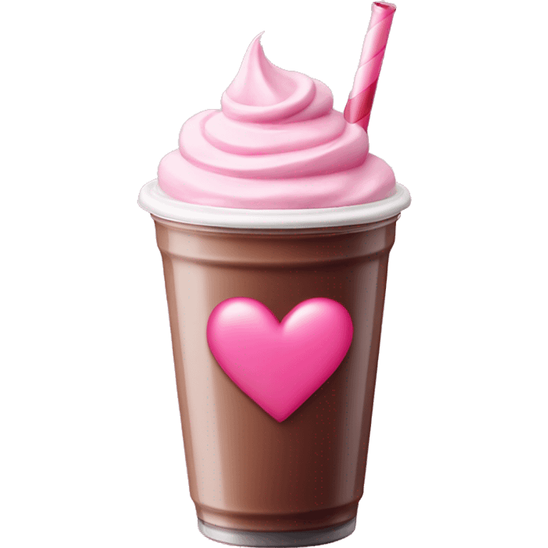 Batido de ch colate con un corazón rosa de brillos  emoji