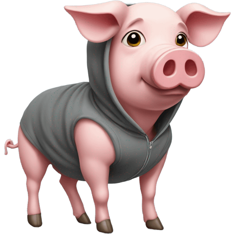 Pig with a nice haircut in hoodie emoji