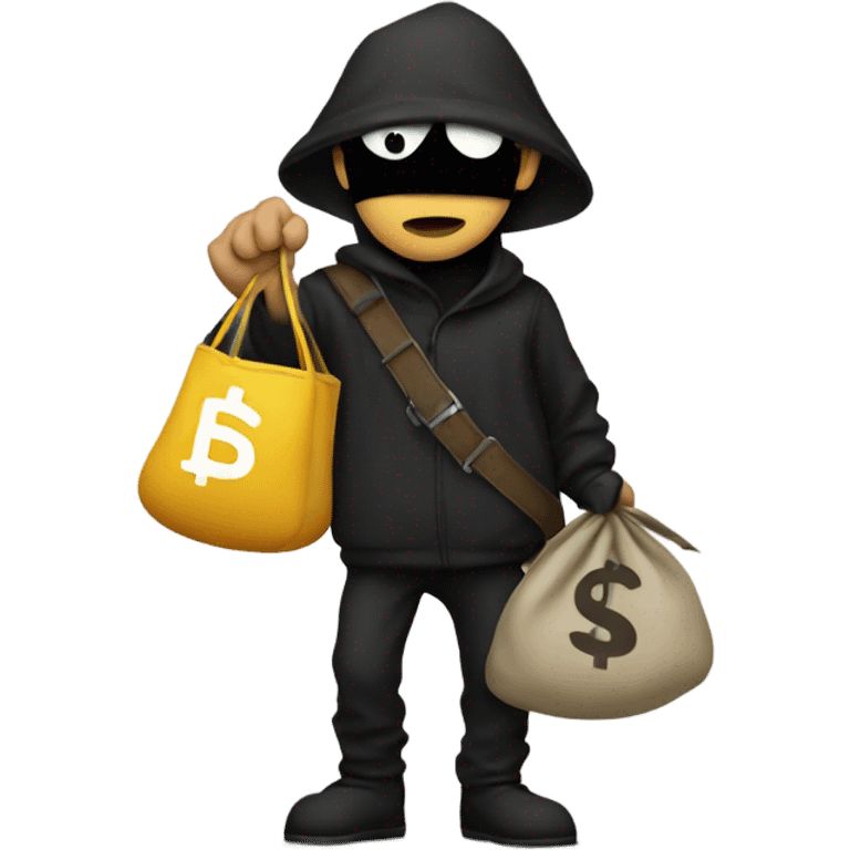 Robber emoji with a moneybag on shoulder emoji