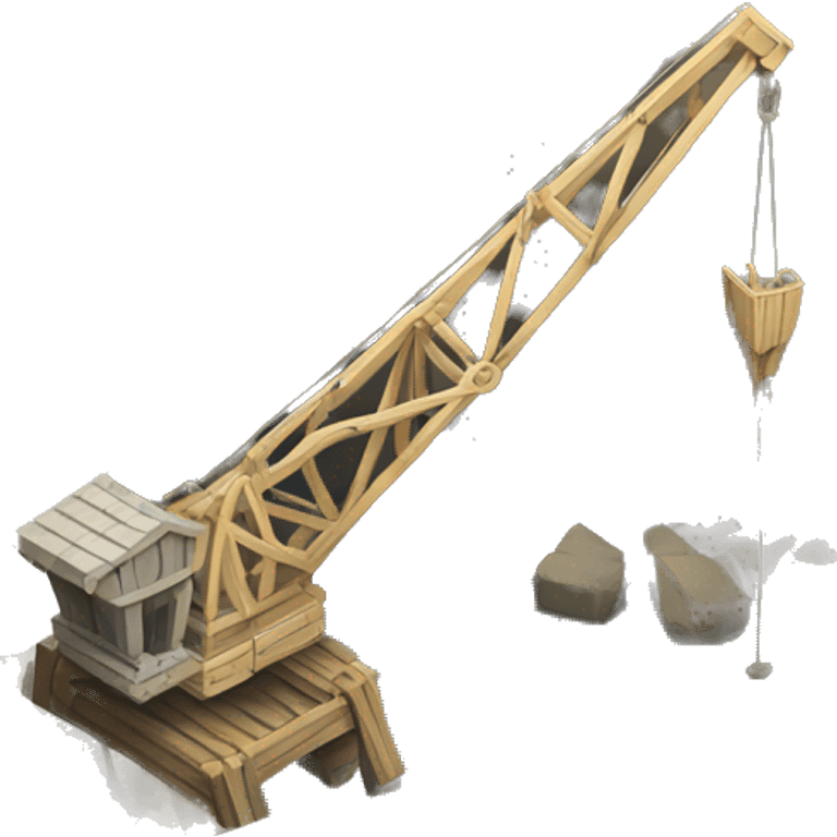 medieval wooden crane into stone pit emoji