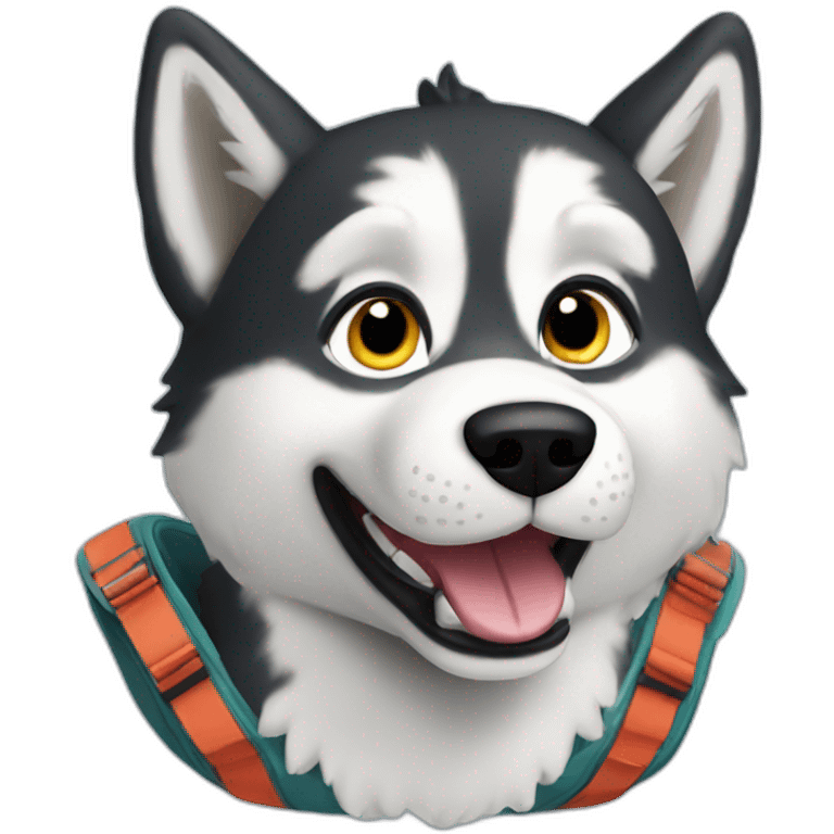 husky skydiver emoji