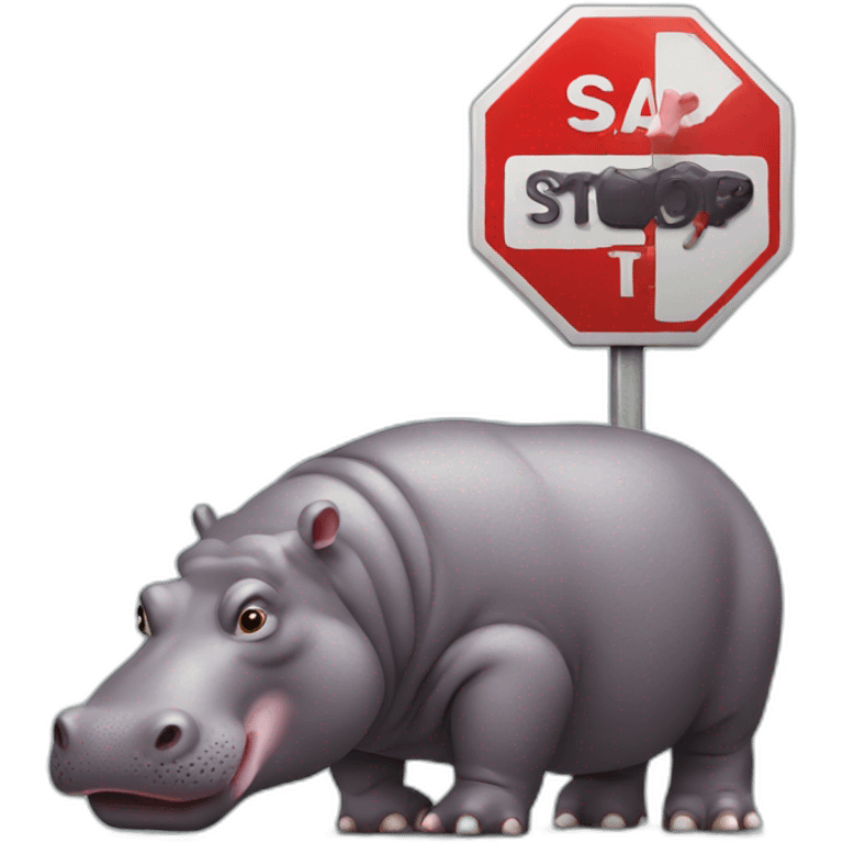 Hippo eating stop sign emoji