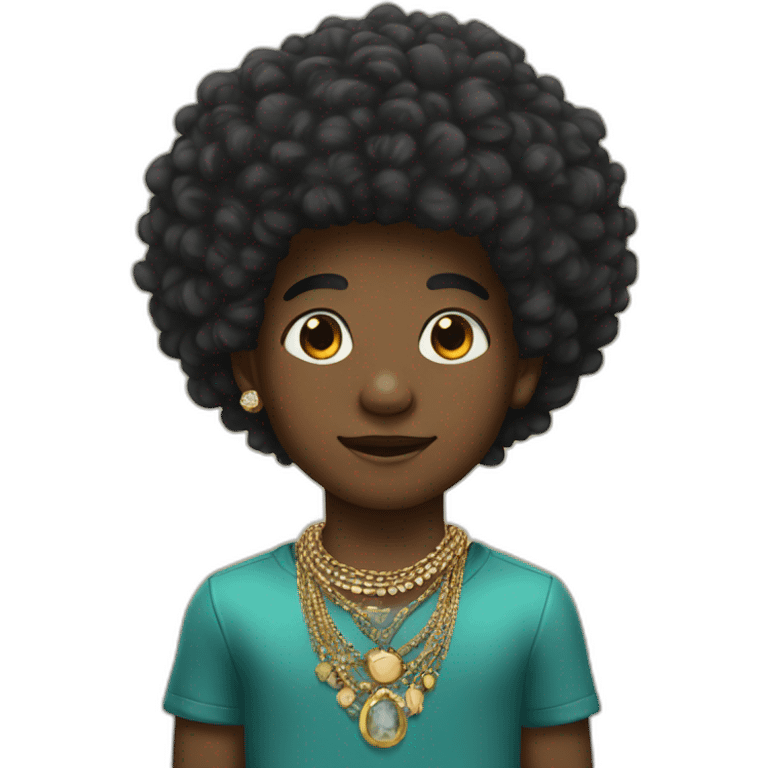 afro boy with jewelry emoji