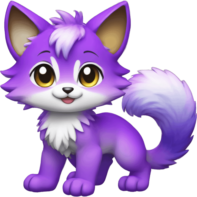 shiny, colorful, purple, gradient, Kemono-style, Chibi, Anthro-Fur-Sona-Fakémon, Full Body emoji