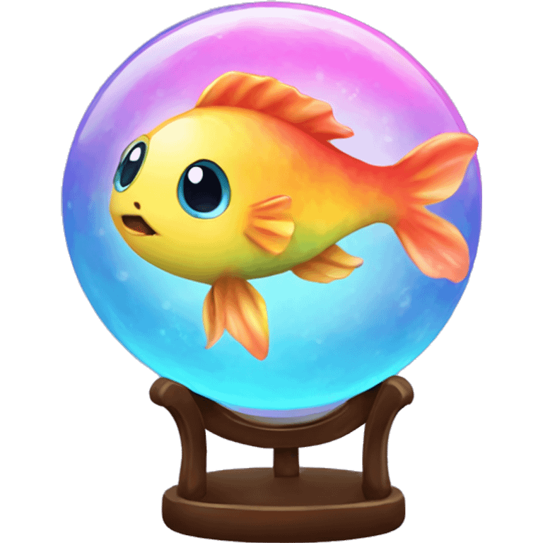 Kawaii colorful baby fish in a tie dye globe emoji