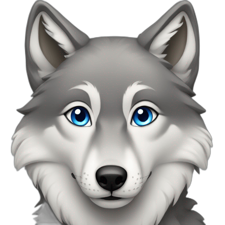 Female grey wolf blue eyes emoji