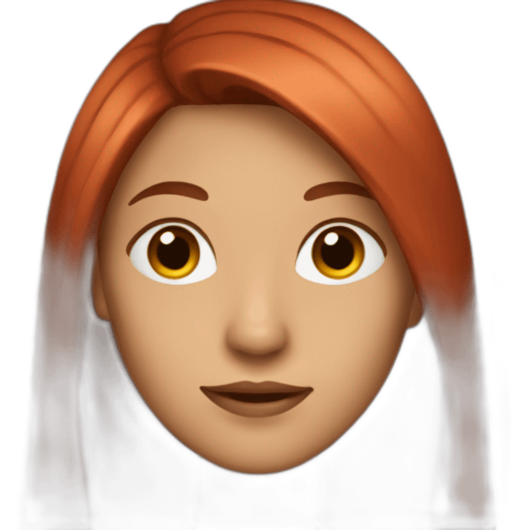 a woman with long hair, red burnt color emoji