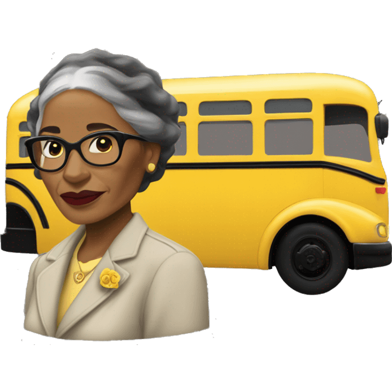 black rosa parks with yellow bus in background emoji