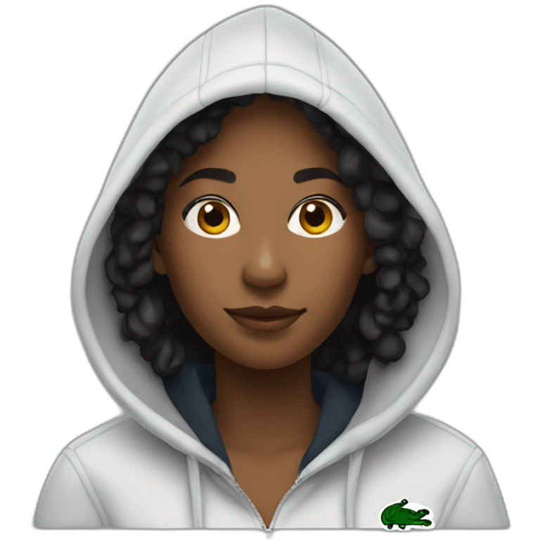 Black ladie using lacoste hoodie emoji