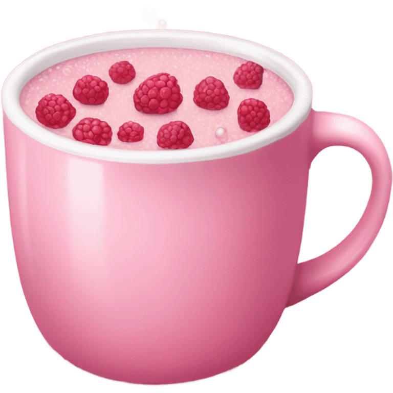 soft pink mug filled with steaming hot raspberry tea, decorated with blush pink pearl and sparkly embellishments (aesthetic, cute) emoji