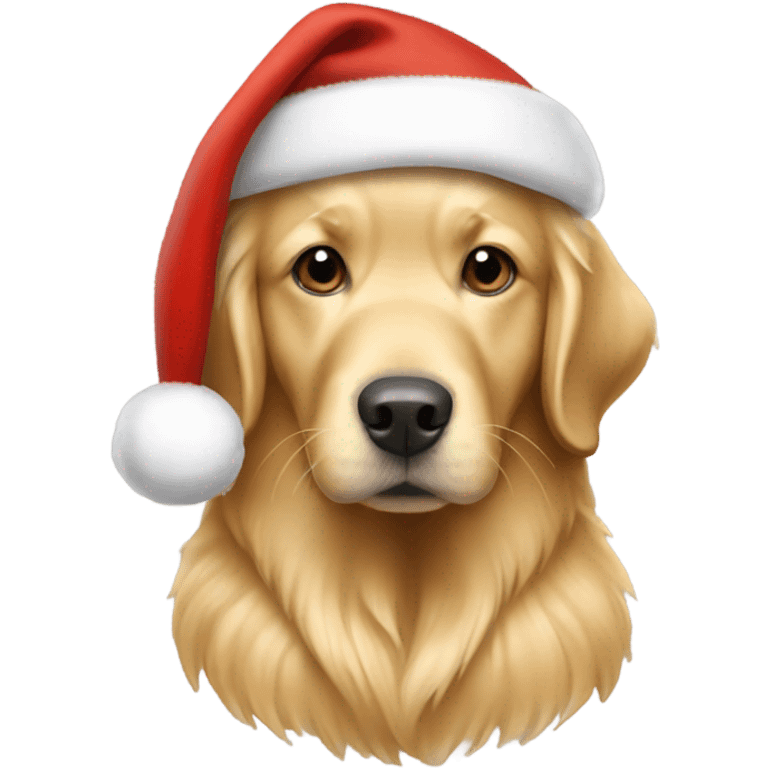 Golden retriever wearing beige Santa hat emoji