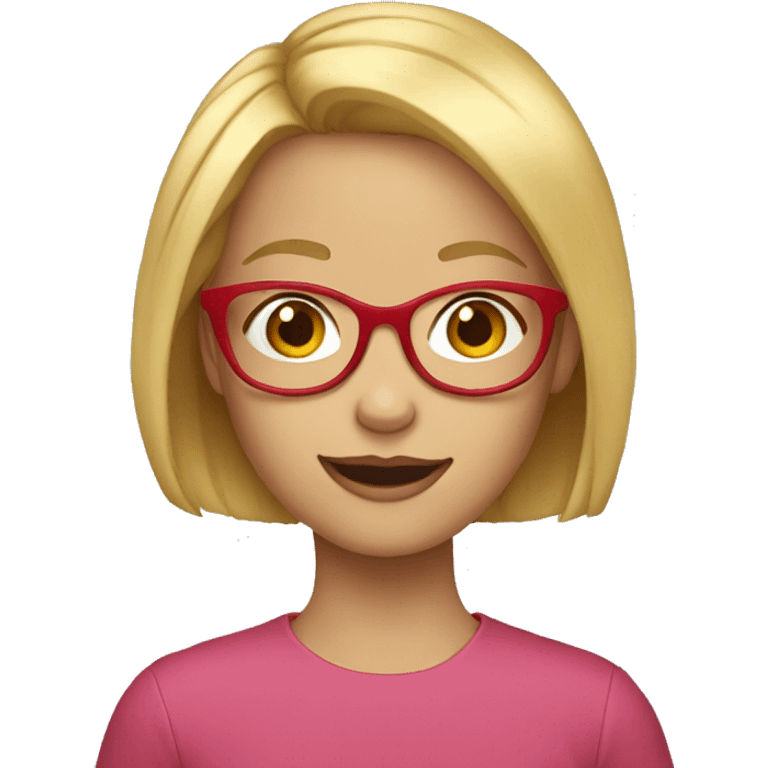 Make an emoji of a 10 year old girl with red glasses and blonde hair  emoji