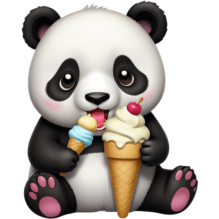 Panda eating ice cream emoji