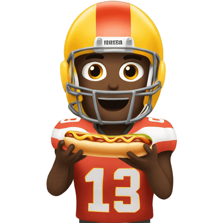 Footballer player eating a hotdog emoji