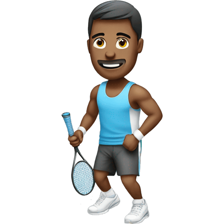 Male doing Gym excercise focusing in tennis  emoji