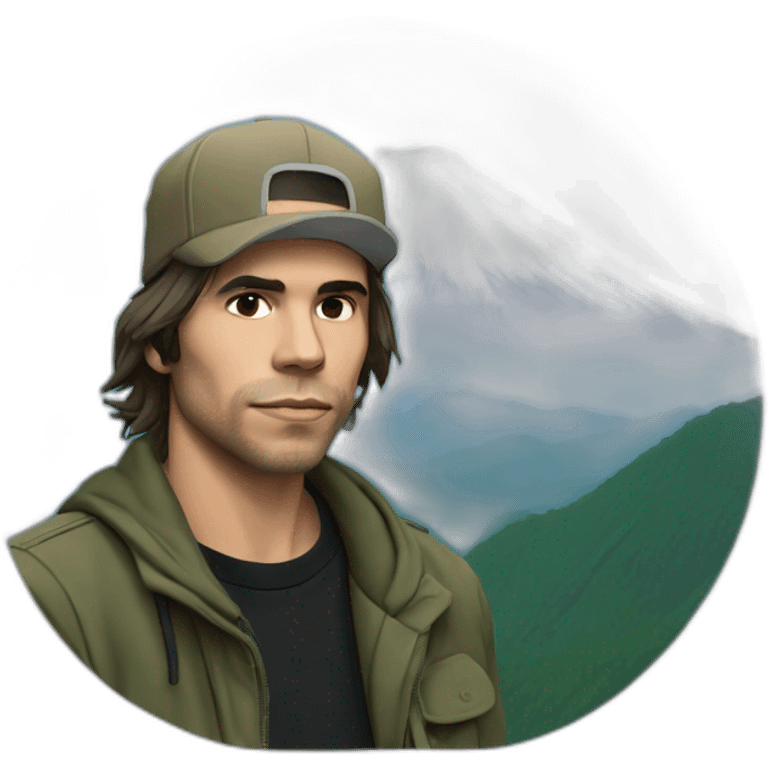 Orelsan the rapper that smoke in front of fuji mountain emoji