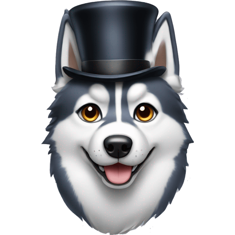 Husky with a top hat emoji