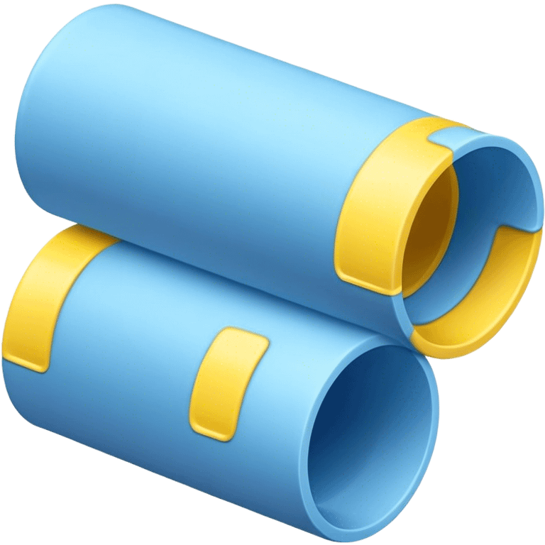 A single blue foam tube with yellow ends on both end, not hollow, front view emoji