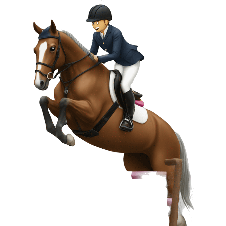 Showjumping horse with a human emoji